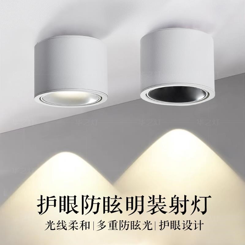 华之灯 明装可调节射灯 现代家用客厅卧室小山丘防眩过道灯