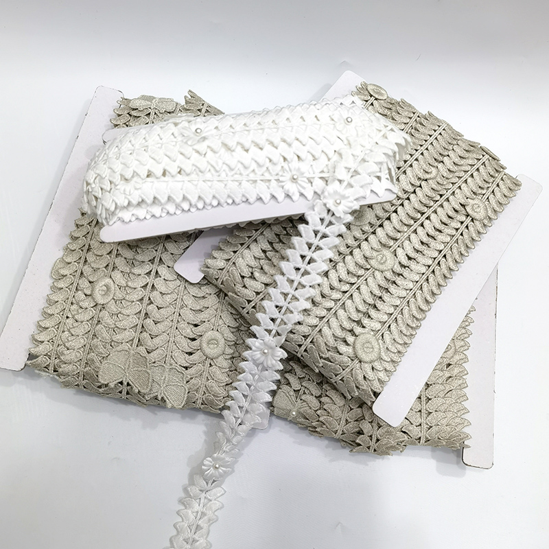 宽CM 窗帘花边白色蕾丝珍珠法式浪漫绣花边装饰抱枕拼接花边辅料