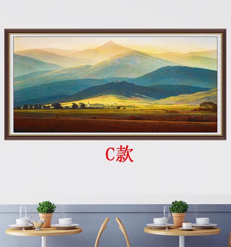 欧式沙发背景墙巨人山自粘装饰画办公室背有靠山贴纸有山无水壁画