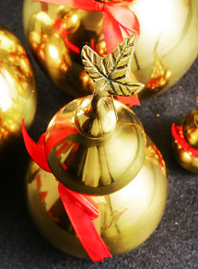 黄铜葫芦光亮面花瓶葫芦摆件开口葫芦挂件家居客厅卧室工艺品挂饰