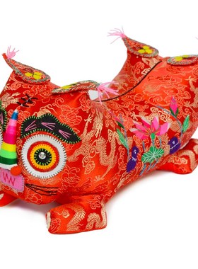 虎头枕头婴儿纯手工压惊老虎枕 新生婴儿宝宝满月小老虎 布艺老虎