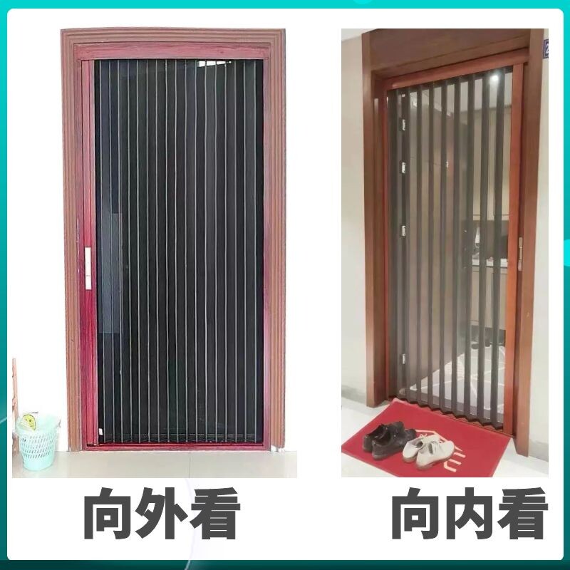 定制全铝金刚网折叠纱门金隐门百皱门防盗蚊猫狗304不锈钢安适美图片