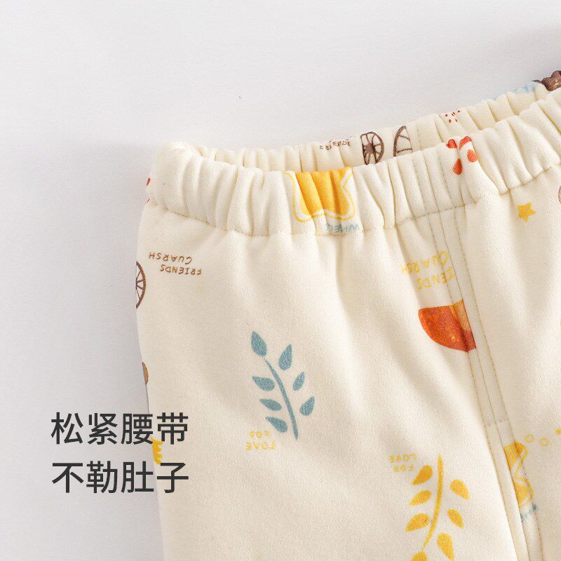 婴儿裤子秋冬夹棉保暖裤宝宝纯棉打底裤居家睡裤儿童加厚棉裤冬装