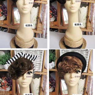 复古时尚欧美大妞潮人 蓬松多发量卷刘海片假发 修脸斜女接发片