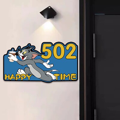 汤姆和杰瑞入户门牌号可爱高级感家用定制带灯磁吸门牌创意奶油风