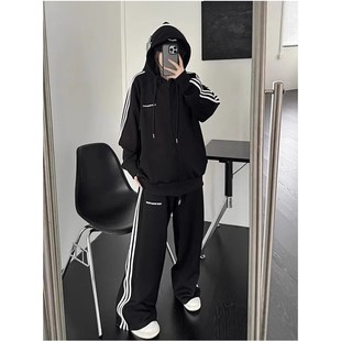 秋冬季 300斤特大码 男女装 套装 休闲运动两件套2 宽松卫衣外套阔腿裤