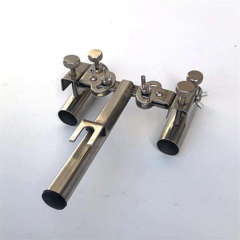 不锈钢钓箱双炮台支架加厚钓椅万向双头架座鱼竿钓鱼双杆架杆杆架