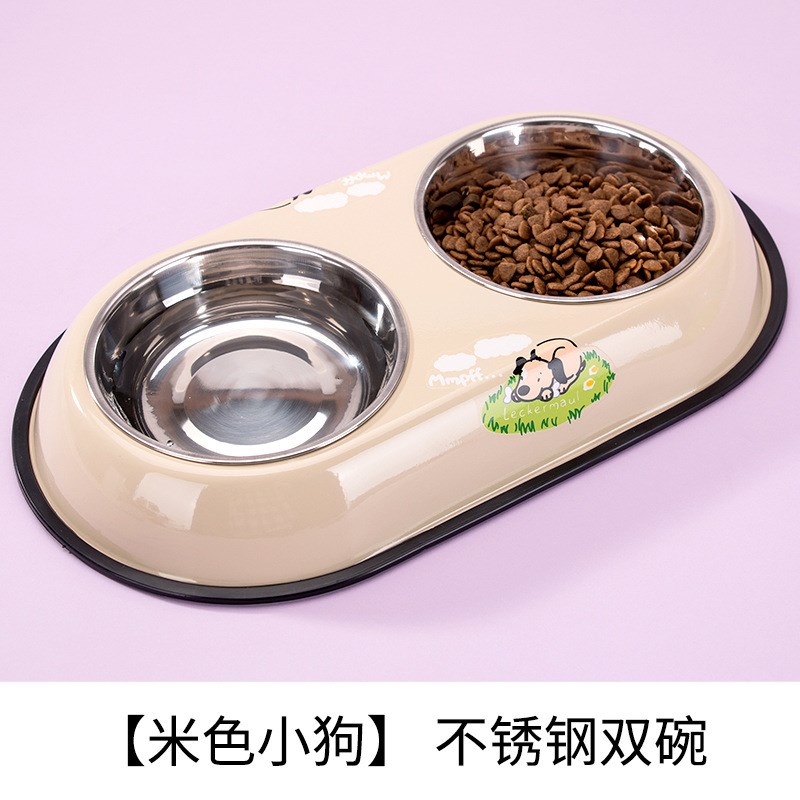 新款卡通宠物不锈钢狗碗双碗狗狗猫咪食盆猫碗泰迪饮水宠物狗用品