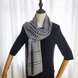 2024新款厂家人造棉薄款中东包头围巾围脖披肩条子韩版长巾围