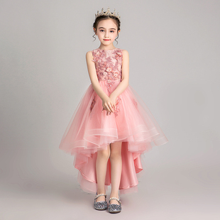 女童礼服前短後长公主裙走秀模特小女孩花童主持人儿童钢琴演出服