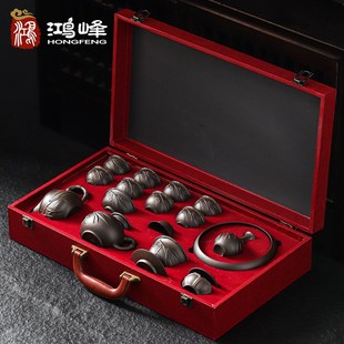 礼盒茶杯送礼陶瓷盖碗泡茶壶家用客厅办公室整套 紫砂功夫茶具套装