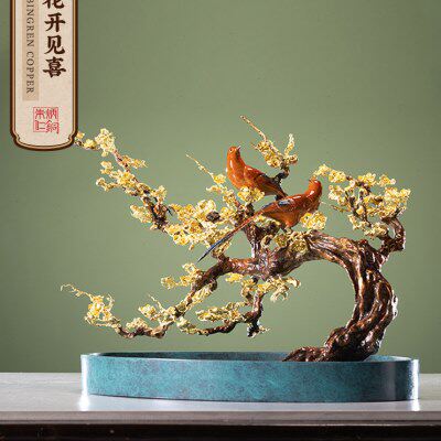 朱炳仁铜 花开见喜艺术收藏品家居精品熔铜客厅玄关书房装饰摆件