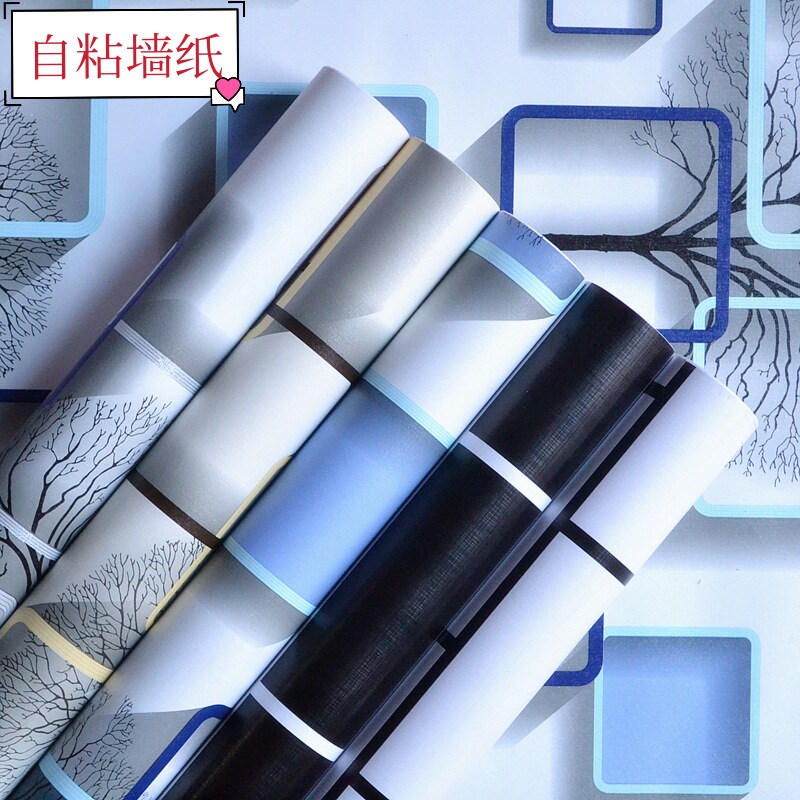 自粘墙纸田园几何树壁纸客厅背卧室景墙家具翻新装饰防水防潮纸