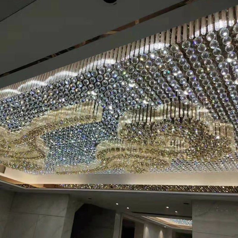 酒店宴会大厅吊灯饭店工程灯具祥云水晶灯KTV会所大堂吊灯定制做