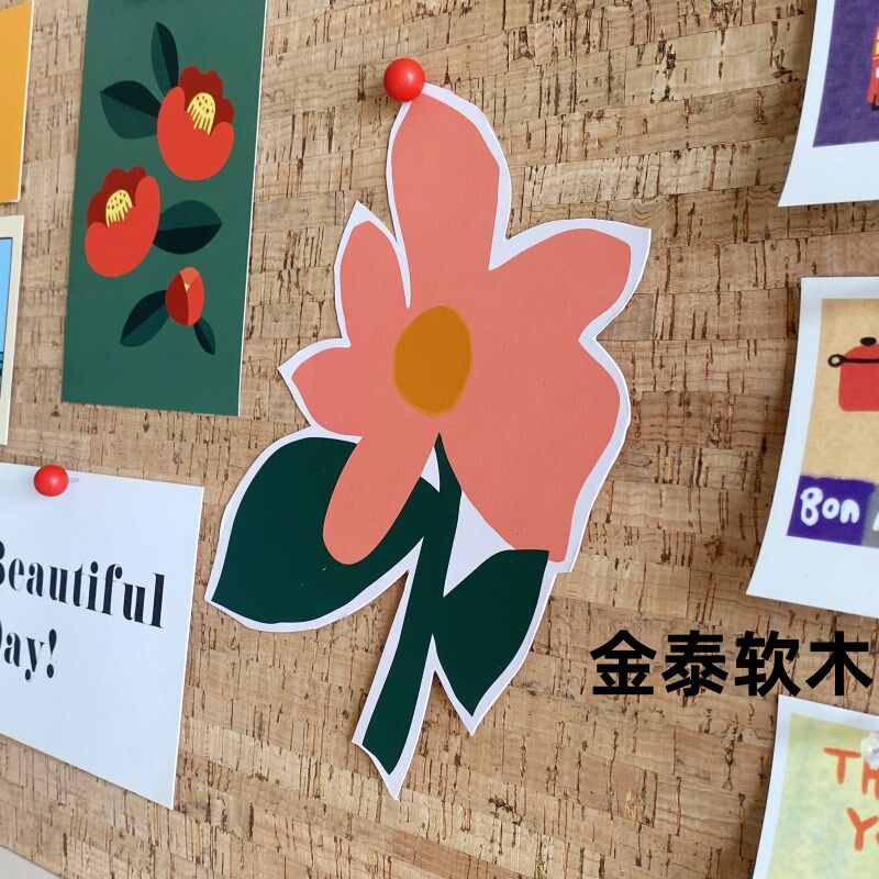 设计师款竹节软木板照片墙留言板公告栏软木墙板宣传栏图钉板