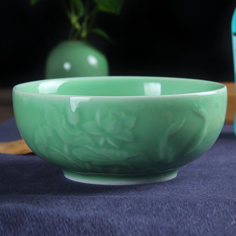 大号面碗餐具 龙泉青瓷英莲汤碗瓷碗菜碗