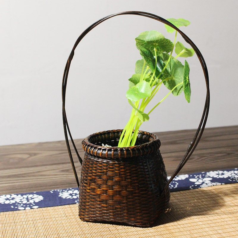 冰竹 手工竹工艺竹编篮篮子复古器竹制品竹编圆器插