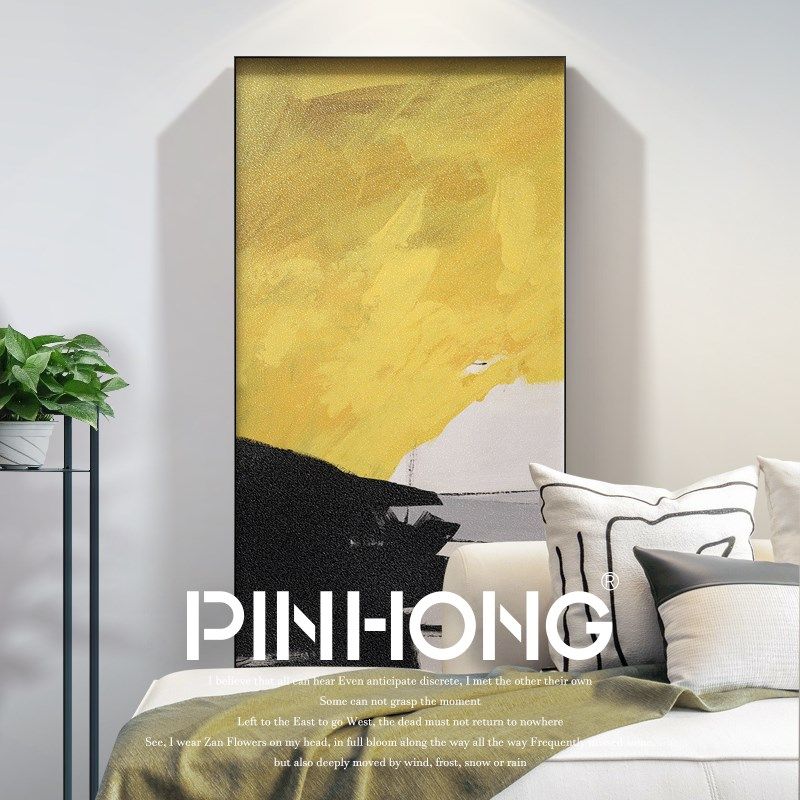 现代竖幅玄关装饰画走廊挂画入户书房过道抽象壁画