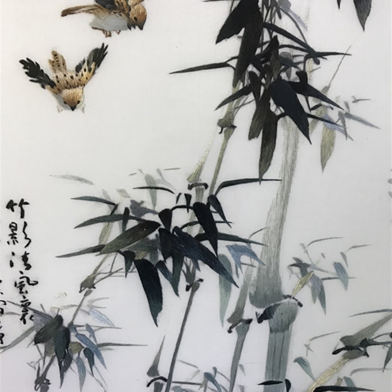 纯手工新款精品苏州刺绣画苏绣成品挂画玄关装饰画竹