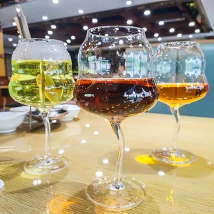 趣味透明红酒g杯奶油杯扭扭杯子粉色水晶玻璃高脚杯设计师葡萄酒