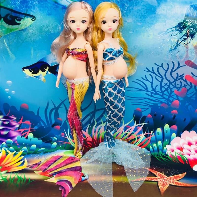 新款怀的孕娃娃孕妇生宝宝的芭娃娃怀孕大肚子美人鱼公过家家