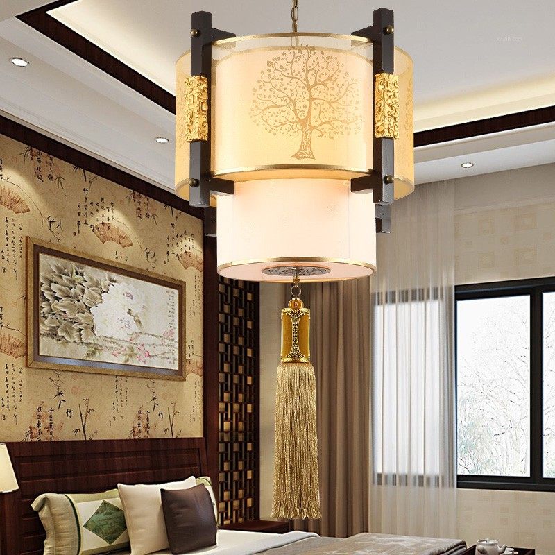 吊灯仿古木艺客厅现代吊灯创意古典羊皮灯酒店灯,家装灯饰光源,客厅吊灯,淘宝优惠券,粉丝福利购,淘宝优惠卷