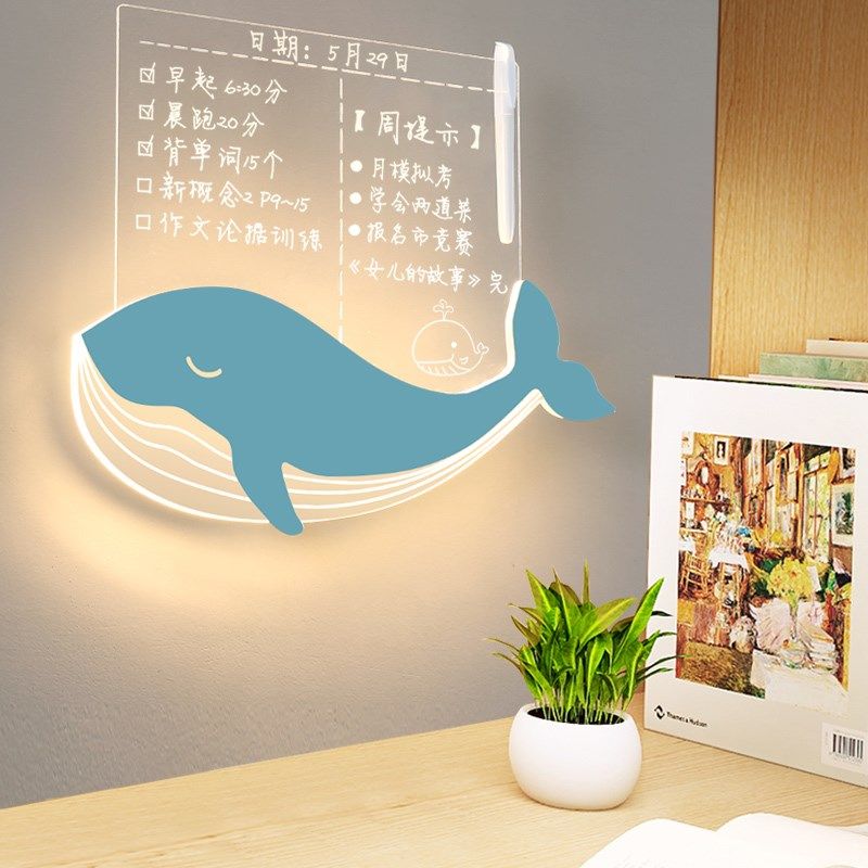 儿童房壁灯卡通男孩卧室床头灯鲸鱼书桌阅读灯年新款记事板灯,家装灯饰光源,壁灯,淘宝优惠券,粉丝福利购,淘宝优惠卷