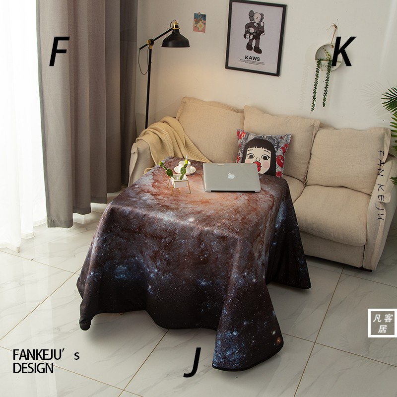 星空加厚电炉罩烤火桌布罩家用正方形桌子取暖炉罩电暖炉桌罩子