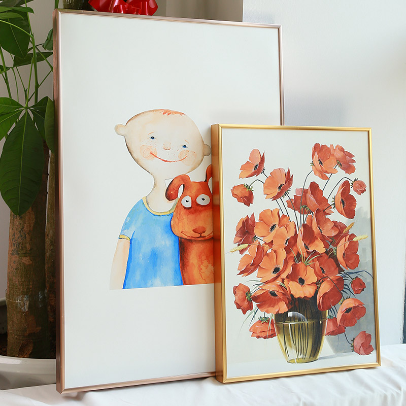 加厚窄边金属画框外框极简铝合金相框挂墙装裱海报框拼图框定制做