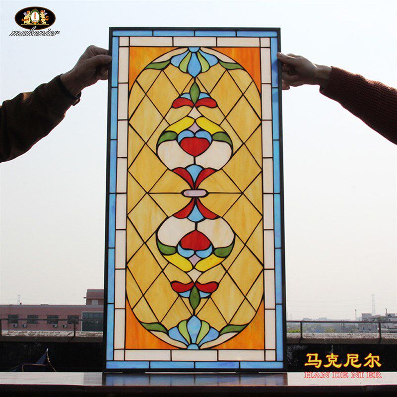 定制走廊过道吊顶玄关隔断门窗蒂凡尼复古彩色装饰教堂艺术玻璃
