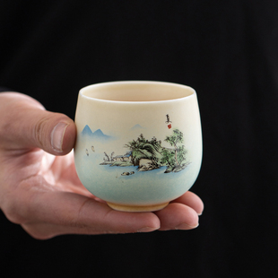 喝茶杯单只窑变茶盏主人单杯w家用陶瓷茶碗功夫茶具个人品茗杯大