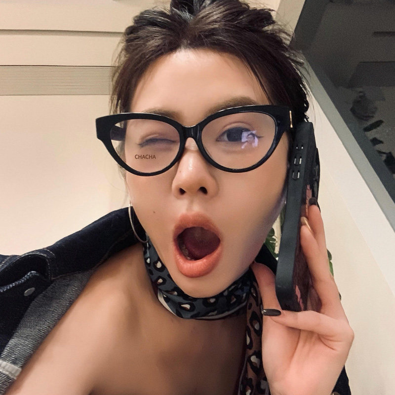 黑色大框猫眼显瘦素颜近视镜