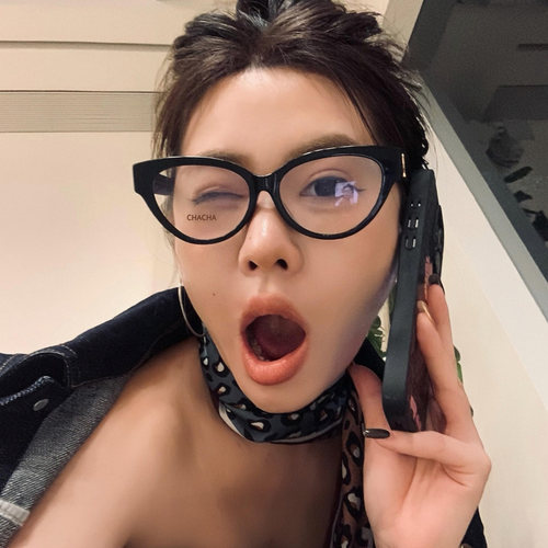 黑色大框猫眼显瘦素颜近视镜