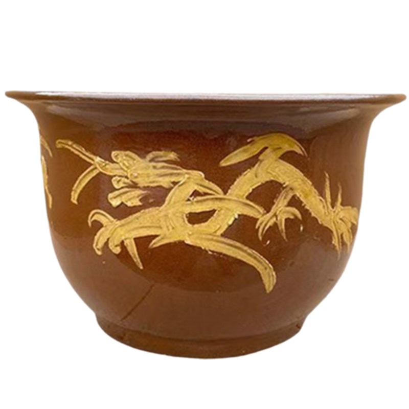 龙缸花盆粗陶均釉缸加厚特大号复古龙缸落地盆景庭院种树陶瓷花盆