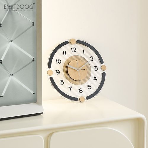 EMITDOOG免打孔现代钟表挂钟客厅奶油风创意时钟挂墙22新款