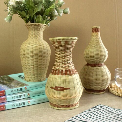 精致竹编瓶客厅复古装饰品插器摆设中小号手工竹制品