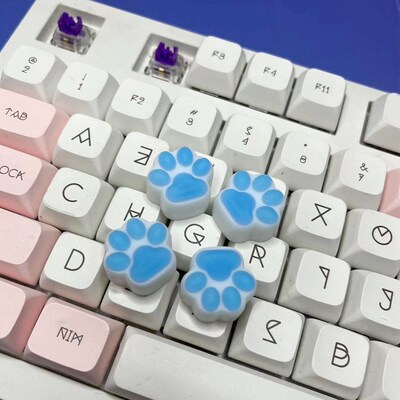 磨砂软垫硅胶猫爪键帽透光十字轴械键盘创意爱粉猫掌键帽