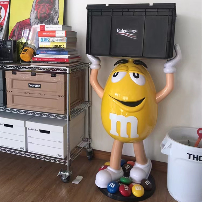 卡通mm豆玻璃纤维雕塑网红潮摆m豆人公仔大摆件门厅商场落地装饰