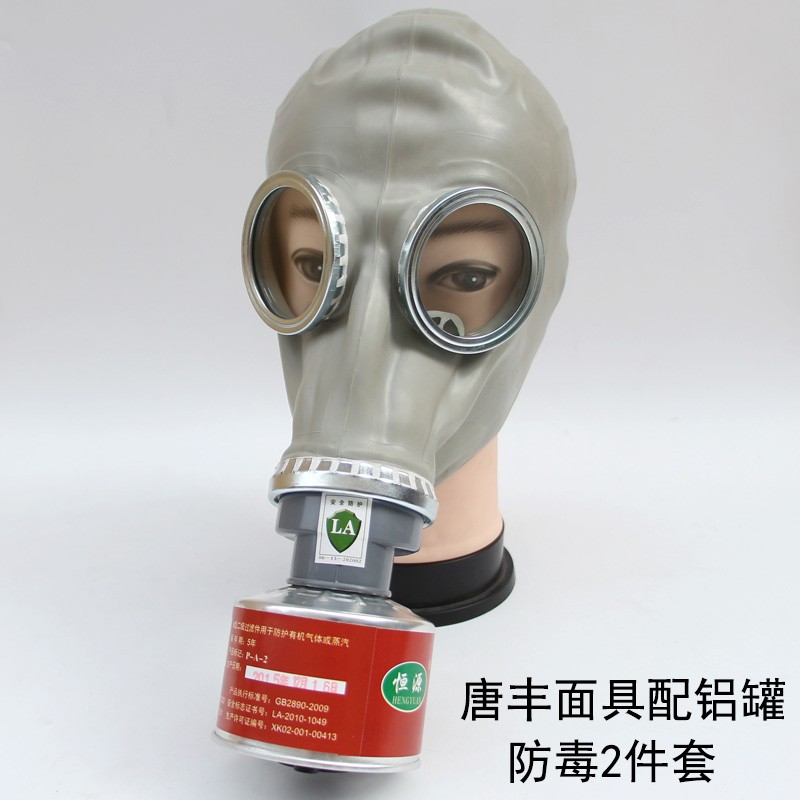 唐丰皮脸防毒全面具罩喷漆化工消毒甲醛火灾消防军防尘面具滤毒罐