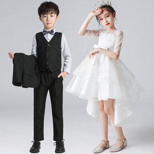 支持人儿童服花童男童女童参加婚礼小女孩礼服公主裙高级感结婚服