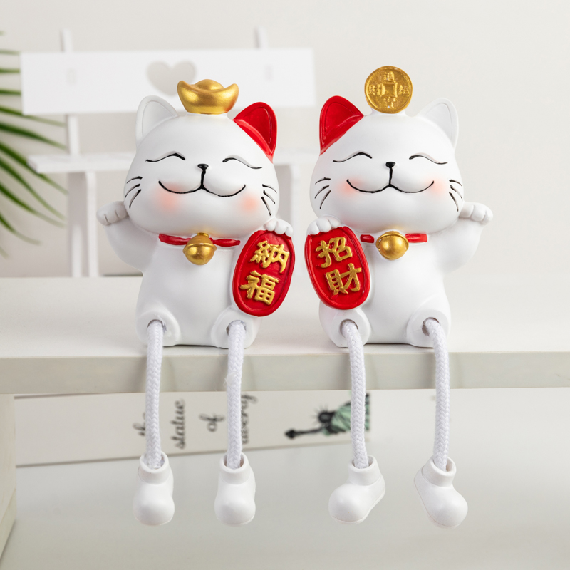 创意店面桌子房间家居玄关装饰吊脚娃娃摆件时尚招财猫摆设小礼品