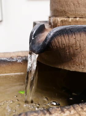 招财时来运转石磨流水摆件陶瓷水磨鱼缸石槽搭配磨盘庭院装饰水景
