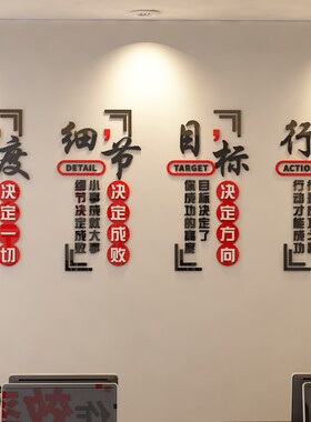 办公室墙纸自粘背景墙装饰公司激励志标语墙贴画3d立体企业文化墙