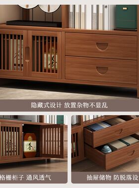 仿古书架子落地置物一体靠墙多层玩具收纳摆件客厅隔断展示架书柜