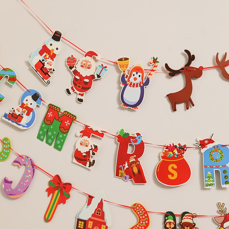 圣诞节装饰品拉旗挂件圣诞树装扮道具店铺橱窗小挂饰氛围场景布置