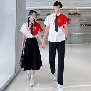 情侣装夏季初高中生合唱演出服毕业礼服学院风学生班服JK制服套装