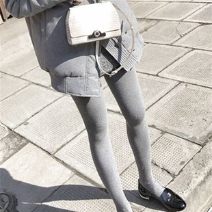 袜 麻灰女棉袜烟灰连裤 浅灰色 微压加厚常规打底袜秋冬季