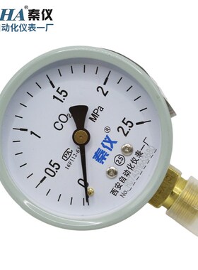 Y60CO2二氧化碳压力表2.5MPA25MPA秦仪西安自动化仪表一厂