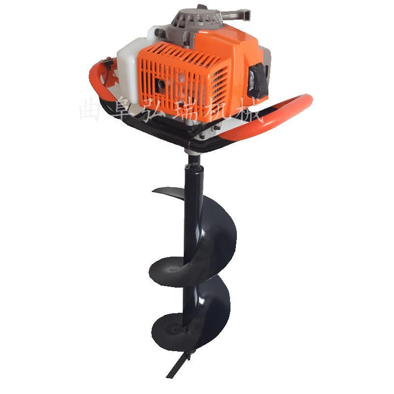 热卖种树打洞机手推独轮挖坑机汽油动力小型20-30cm挖坑机效果好