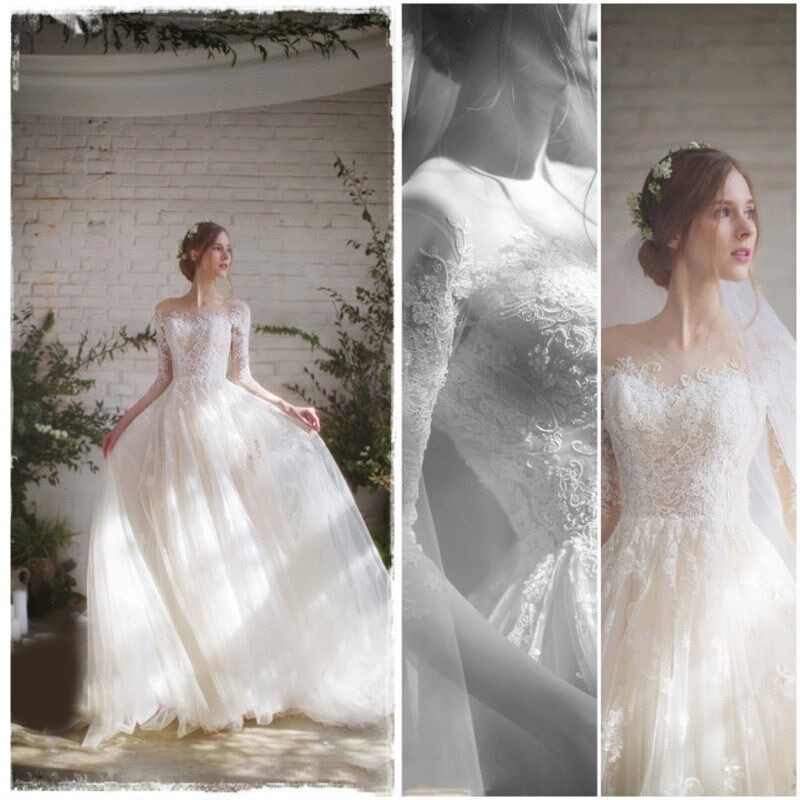 【白小仙】主婚纱2024新款森系长袖齐地新娘结婚礼服轻婚纱拖尾秋